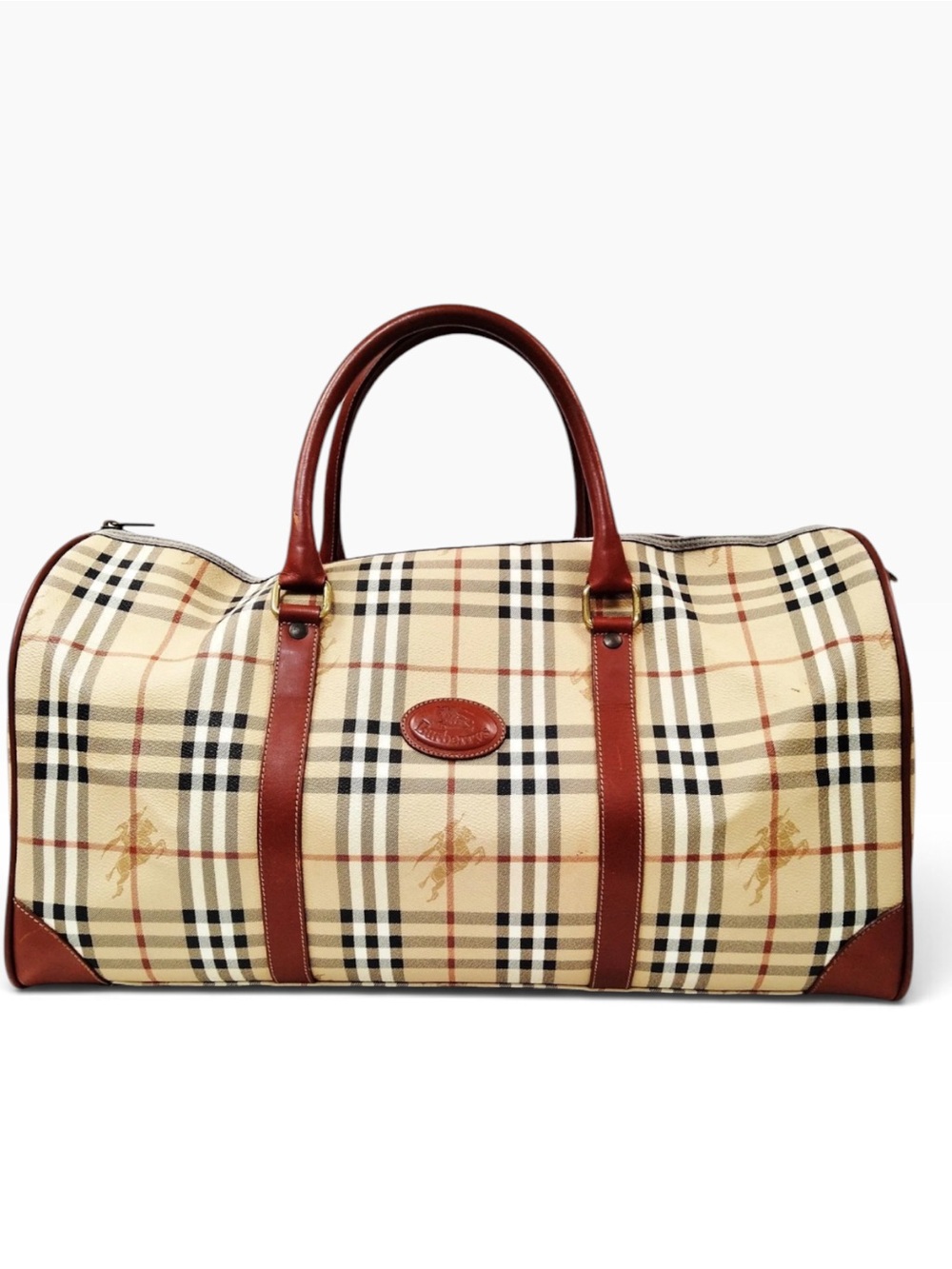 BURBERRY NOVA CHECK VINTAGE TRAVEL DUFFLE BAG